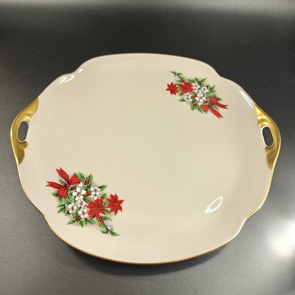 Pickard China Hand Decorated Poinsettia Plate Platter Porcelain USA Holiday VTG - Picture 13 of 16
